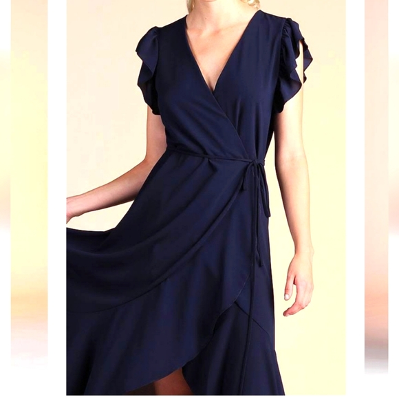 Dresses & Skirts - Navy Blue Maxi Faux Wrap Dress NWT